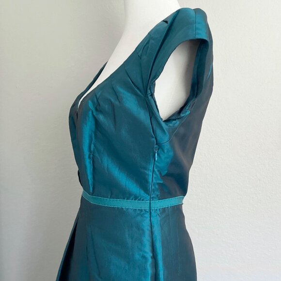 Moschino Teal Satin Cap Sleeve Party Dress - Picture 6 of 15